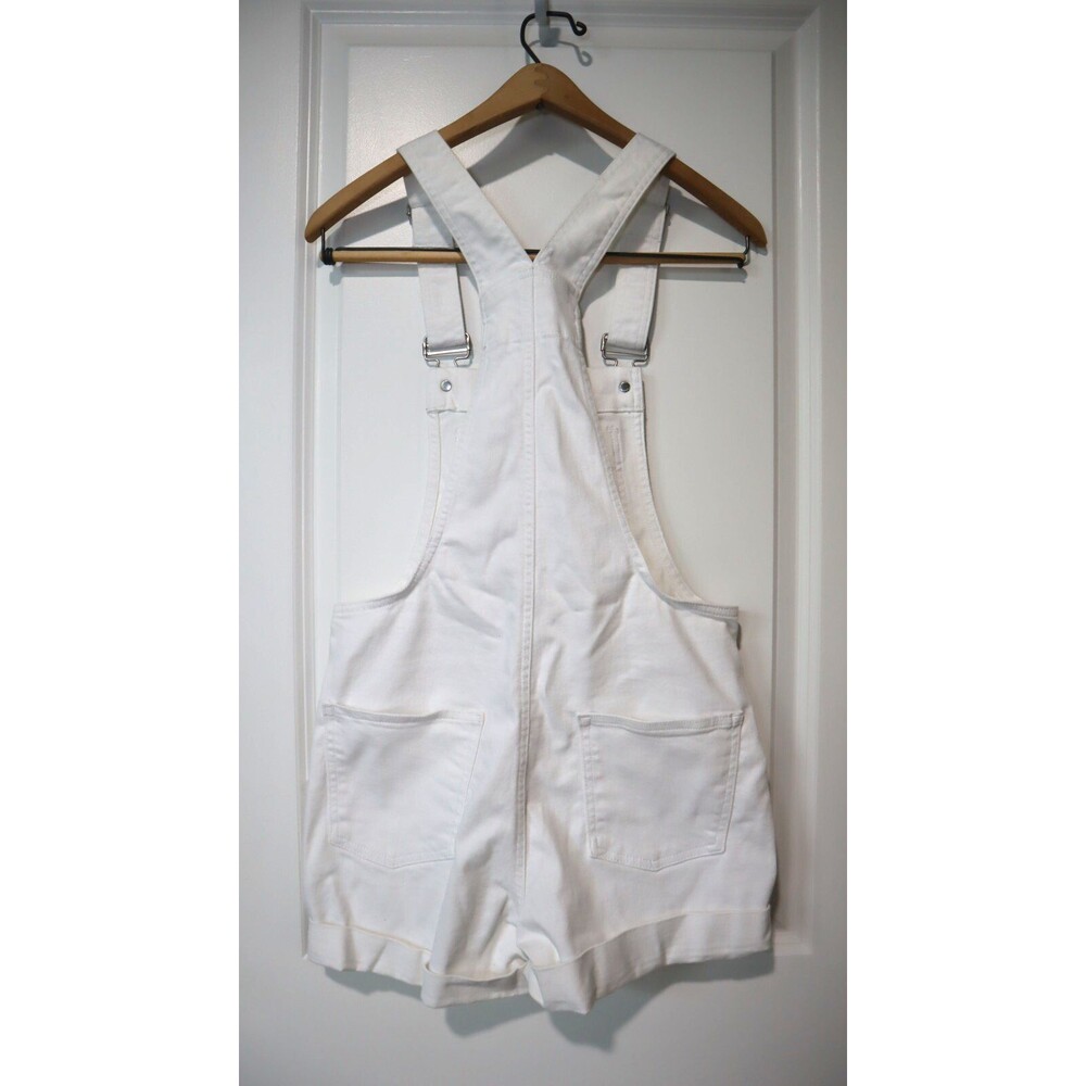 GAP Denim Womens Optic White Cuffed Hem Shortall Overalls Size XS Extra Small - Picture 9 of 16
